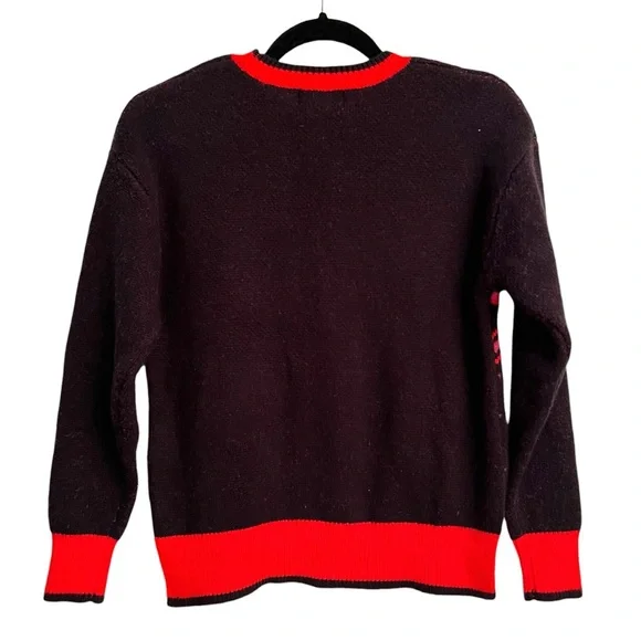 JUICY by Juicy Couture Fair Isle Crown Heart Red Pink Black Sweater Size Small - Picture 4 of 7